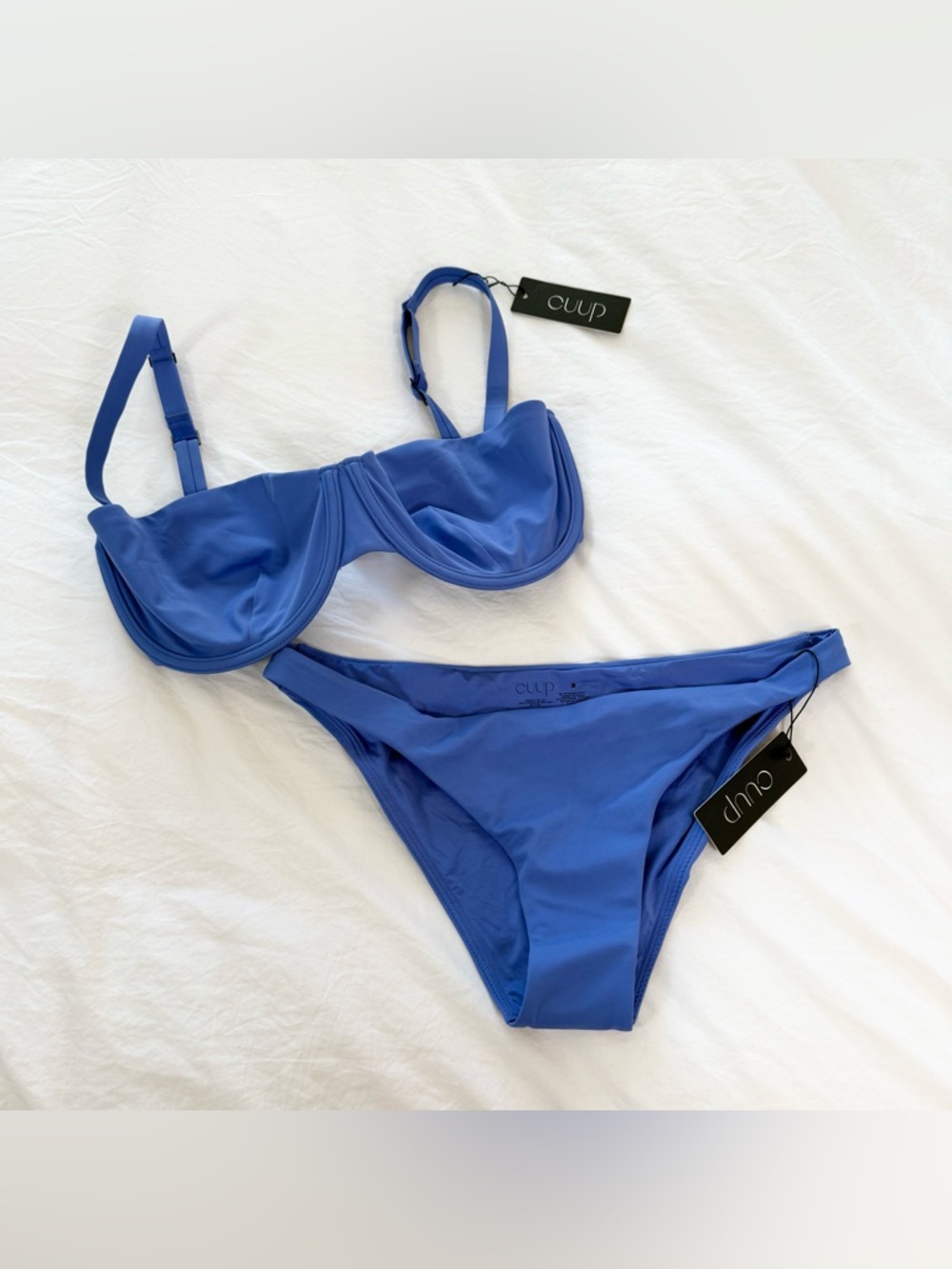 CUUP Bikini Bottom Medium Iris Blue Minimal Swim NWT Classic Cut - Picture 4 of 4